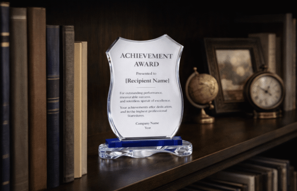 Crystal Awards with Blue Base and Box